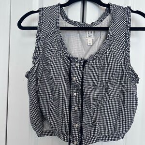 GAP x Doen collab Gingham Black and White Women's Blouse